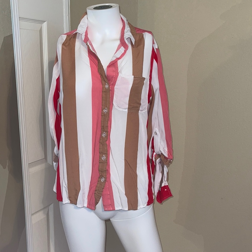 Long sleeve striped button up